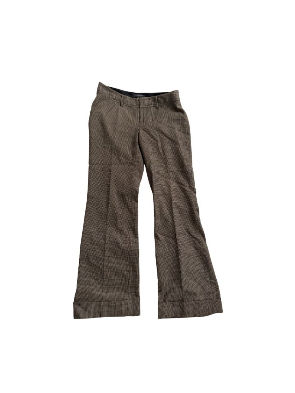 Banana Republic Martin Fit Brown Houndstooth Plaid Trouser Pants Wide Leg Cuffed